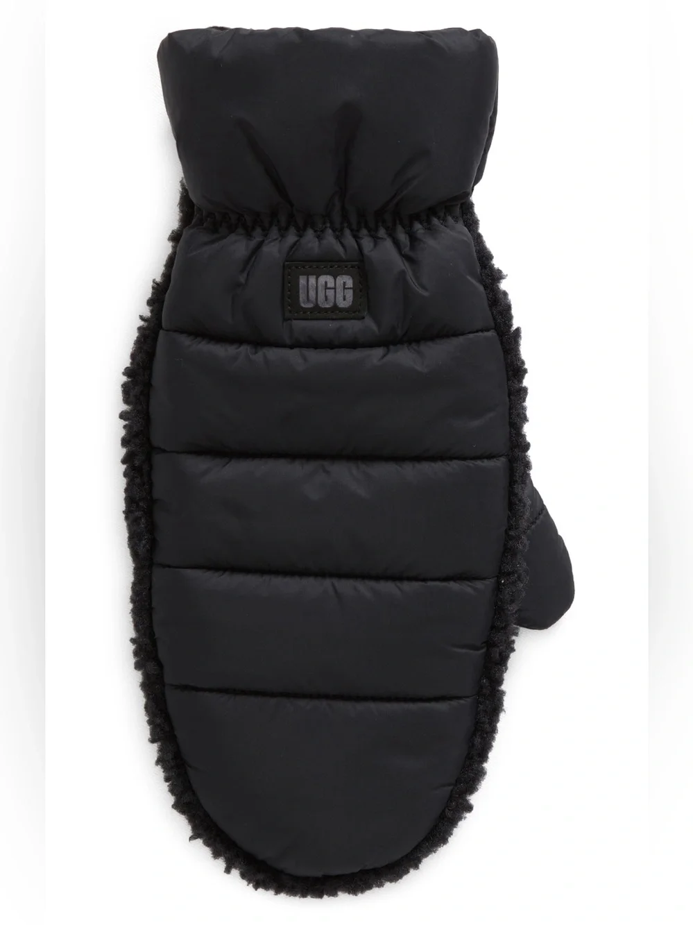 UGG fluff Mittens Black Quilted Winter Gloves Small/Medium NWT